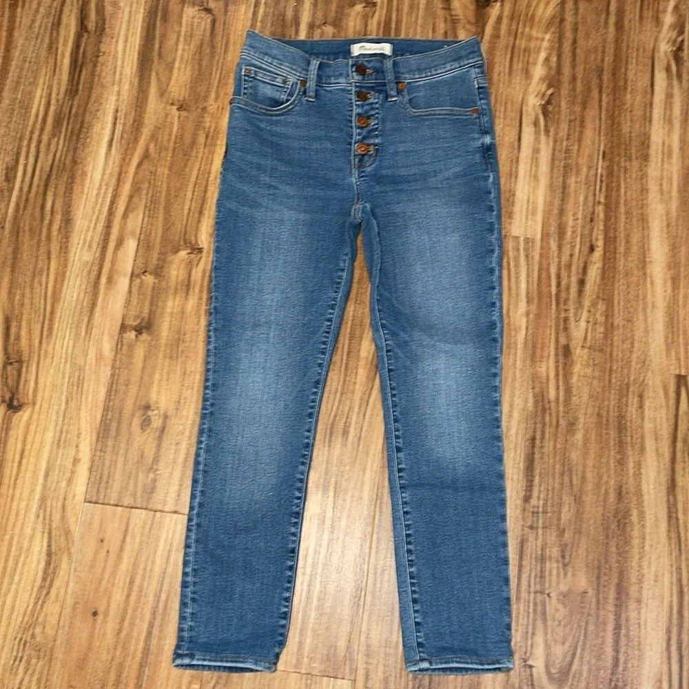 Madewell women’s Jeans 25 0 Skinny stretch crop ankle mid rise blue button pants